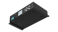 灰色的 S-PLAY SP1-1 底面，倾斜展示沿相对两边用螺丝固定的两根黑色长安装条，每根两端都有螺丝孔，左侧可见前面板及其显示屏。