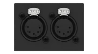 从上方以四分之三角度看到的ODE MK3：蓝色印刷面盖朝上，EtherCon端面板朝向右侧。
